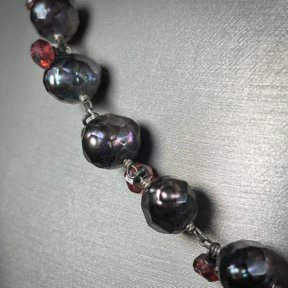 Faceted Pearl & Garnet Necklace