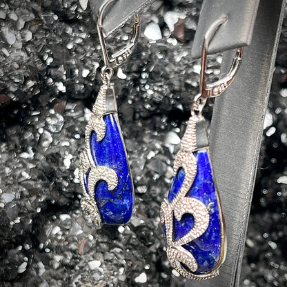 Lapis Lazuli Teardrop Earrings | Sterling Silver