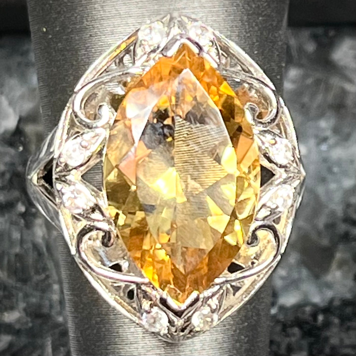 Marquise Cut Citrine Ring | Sterling Silver
