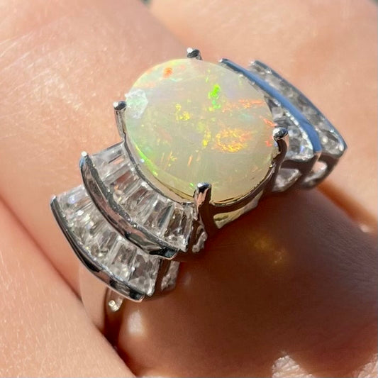 Jenny ~ Sterling Silver Faceted Ethiopian Fire Opal Ring