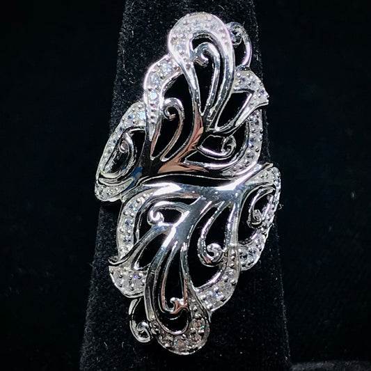 Cubic Zirconia Melee Swirl Ring | Sterling Silver
