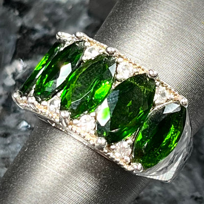 Chrome Diopside & CZ Ring | Sterling Silver