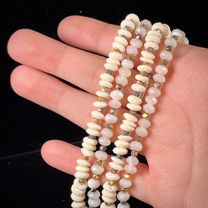 Aquamarine, Abalone & Puka Shell Necklace