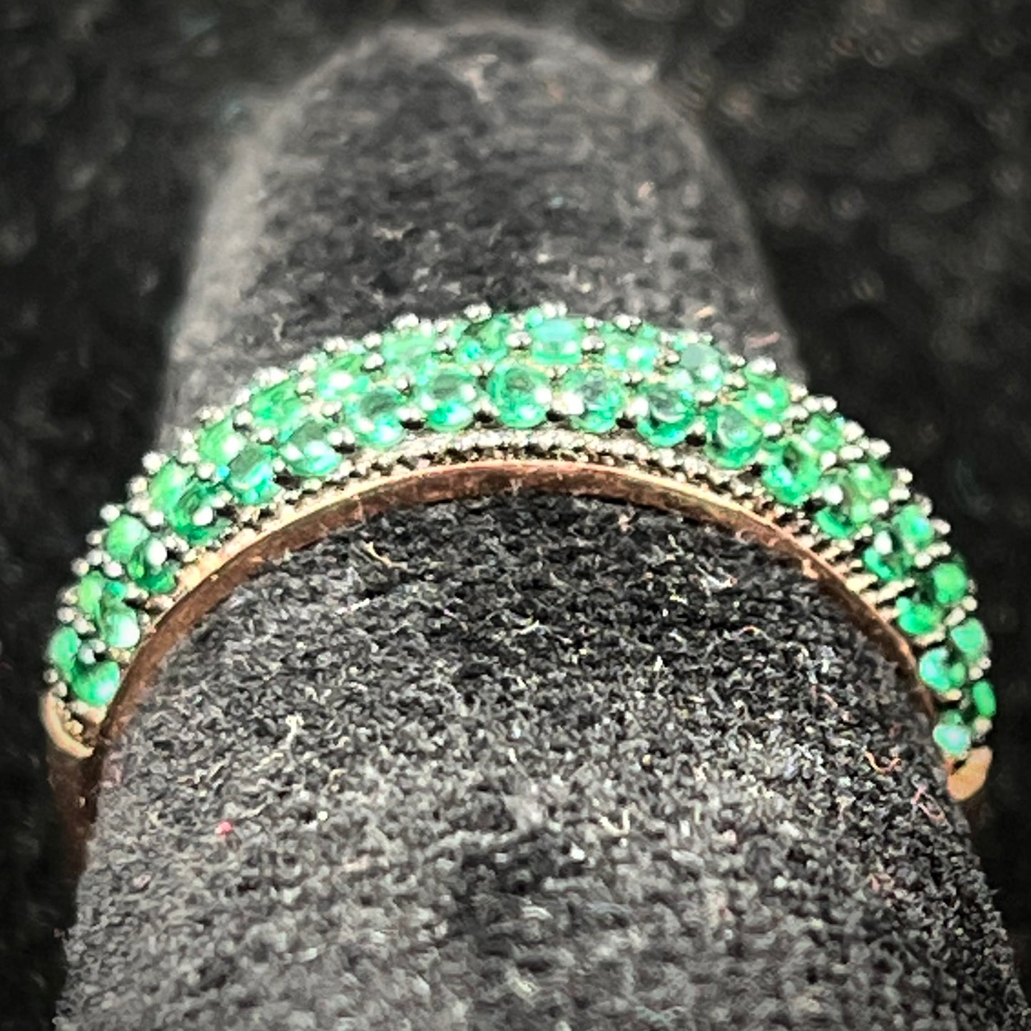 Synthetic Green Gemstone Band | Sterling Silver