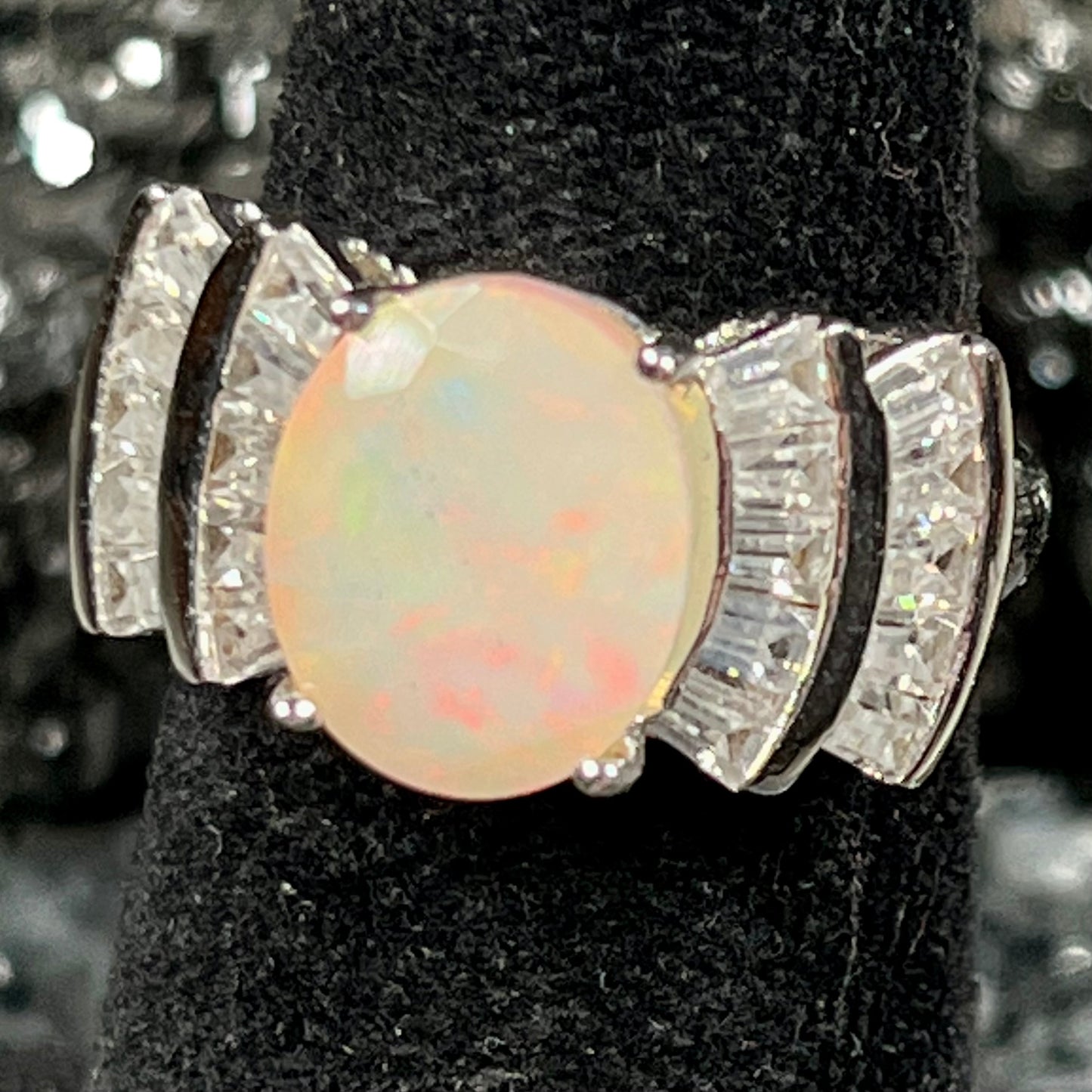 Jenny | Sterling Silver Faceted Ethiopian Fire Opal Ring