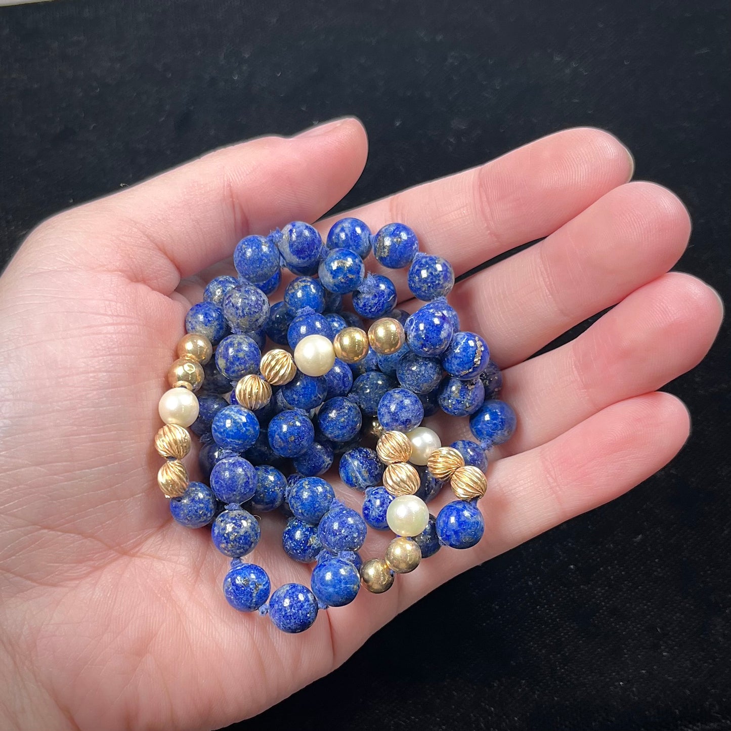 Lapis Lazuli Bead Necklace | 14kt | Estate