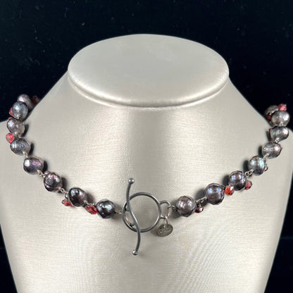 Faceted Pearl & Garnet Necklace
