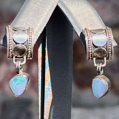 Kuzco and Pacha ~ Sterling Silver Semi-Black Opal Doublet Earrings