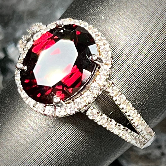 Garnet and Cubic Zirconia Ring | Sterling Silver