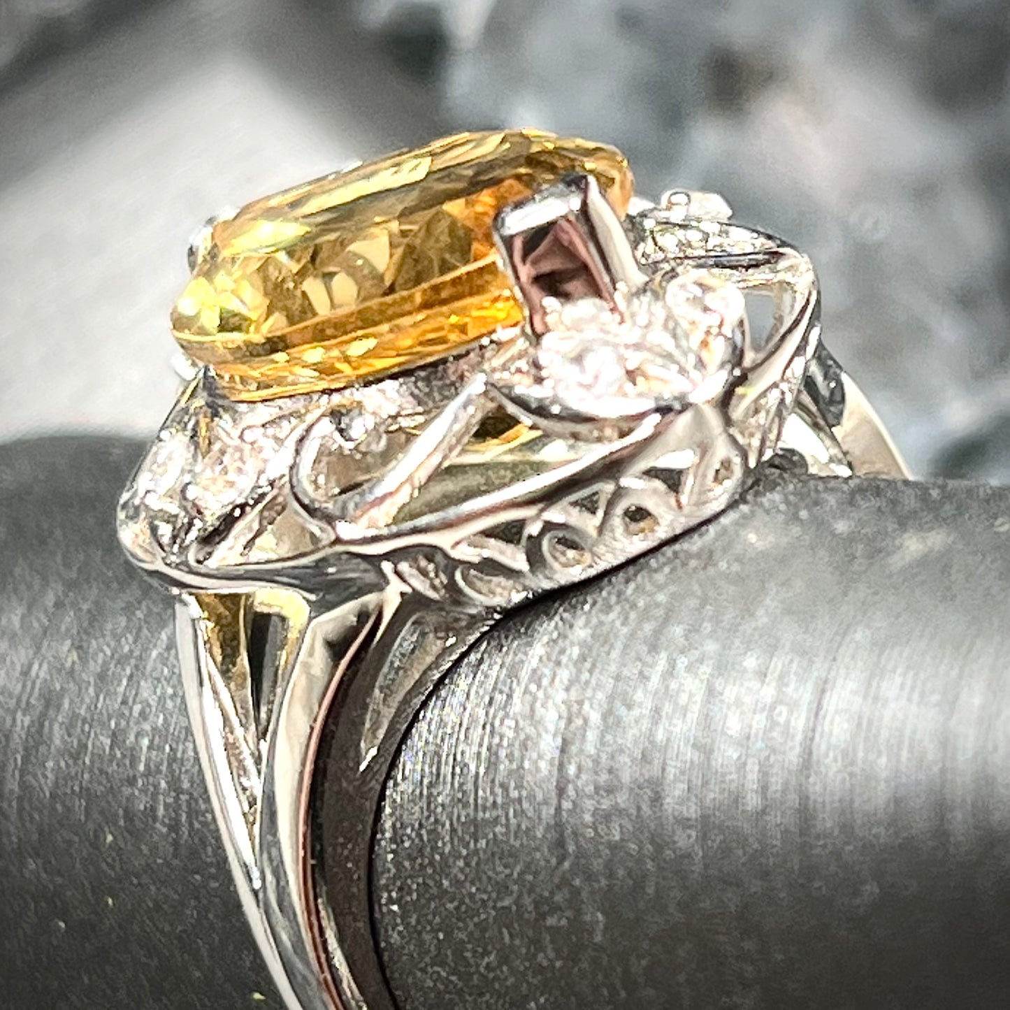 Marquise Cut Citrine Ring | Sterling Silver