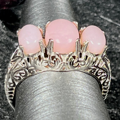 Polly ~ Sterling Silver Pink Peruvian Opal Ring