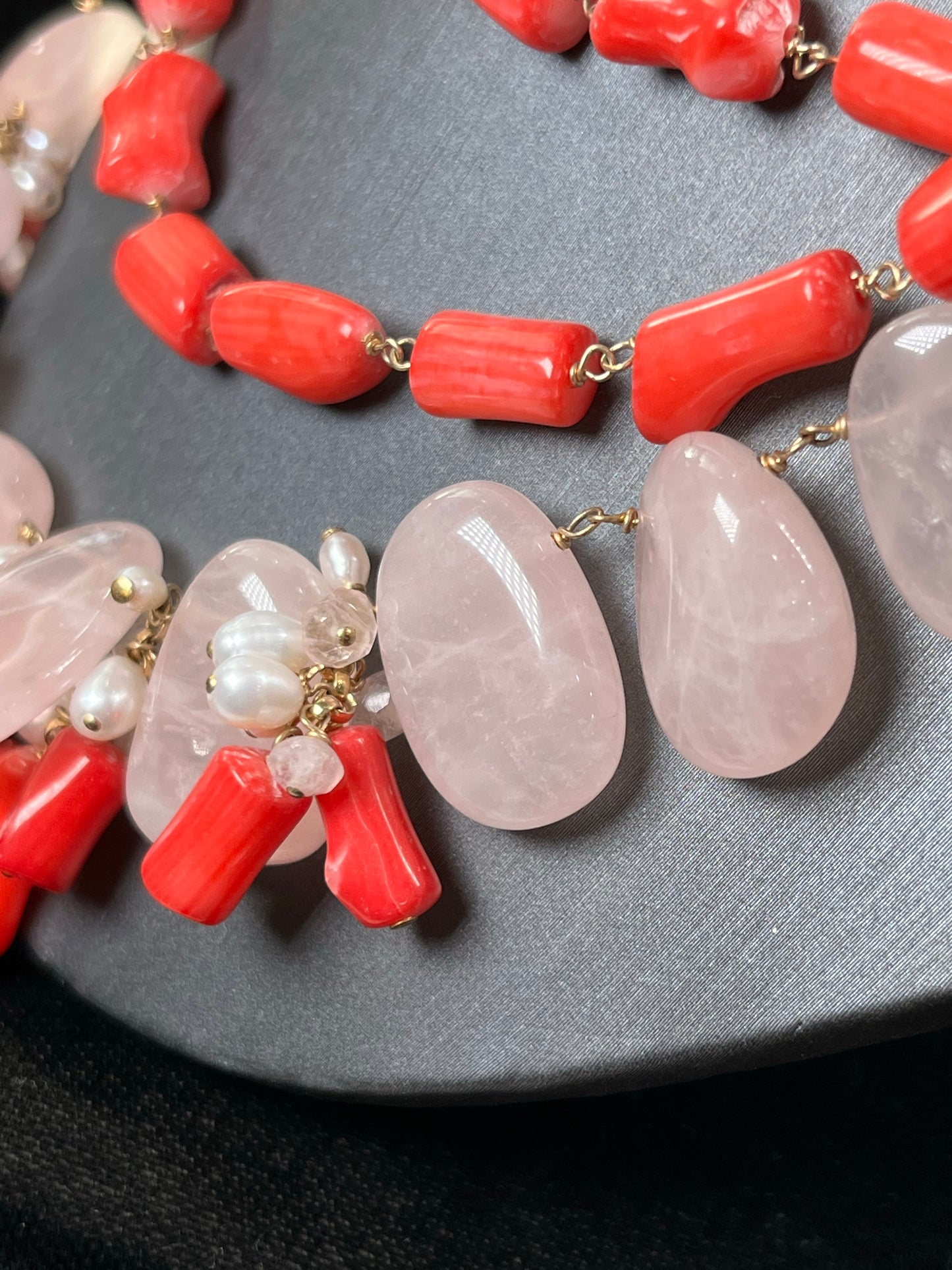 Rose Quartz & Coral Necklace