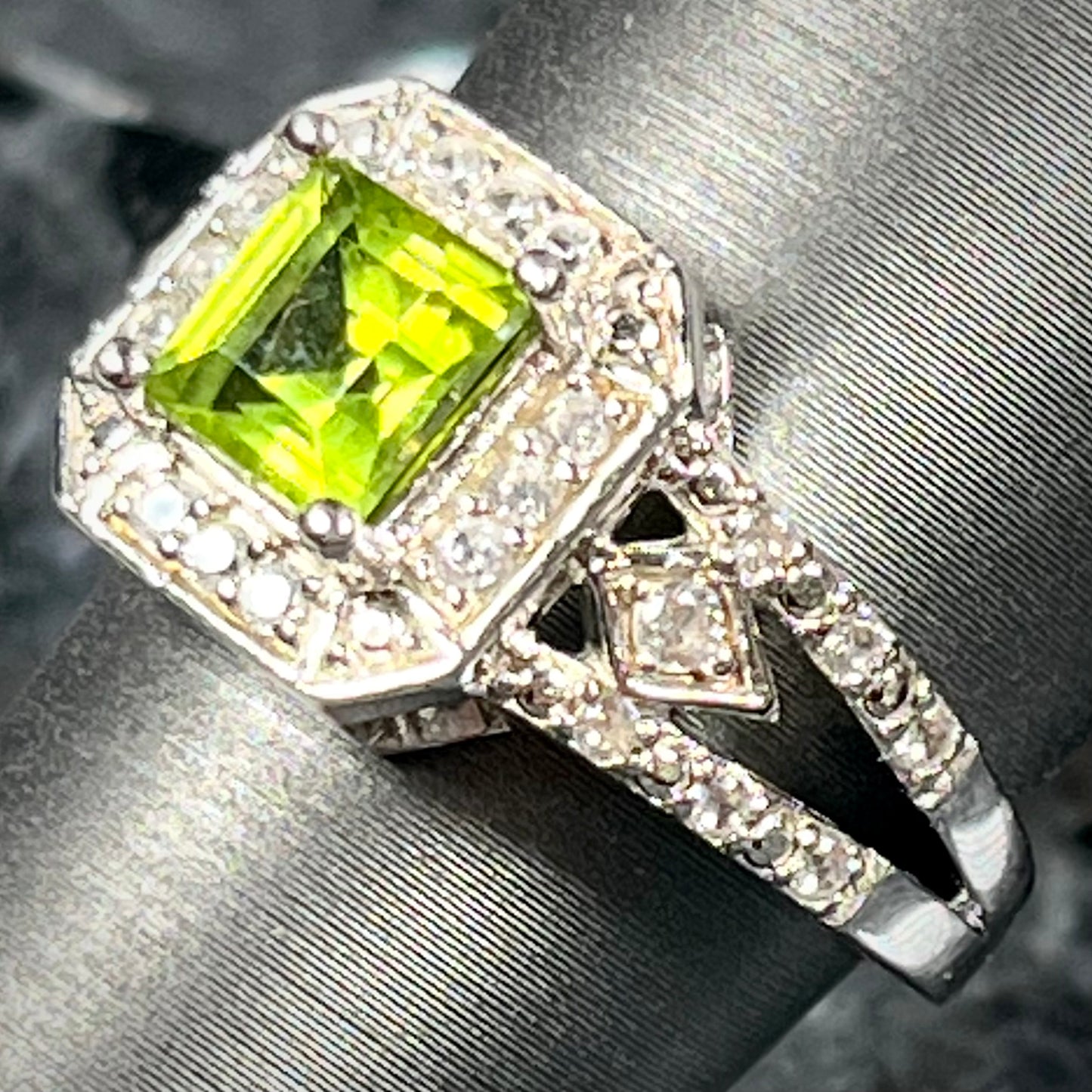 Princess Cut Peridot Ring | Sterling Silver