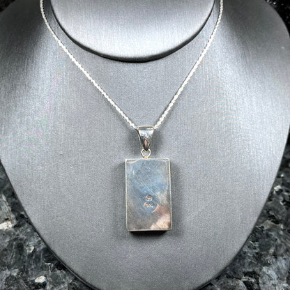 Onyx and Synthetic Opal Inlay Pendant | Sterling Silver