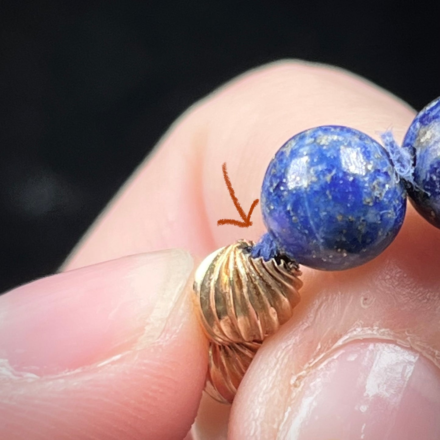 Lapis Lazuli Bead Necklace | 14kt | Estate