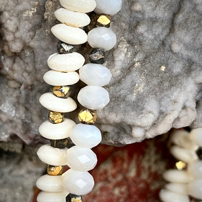Aquamarine, Abalone & Puka Shell Necklace