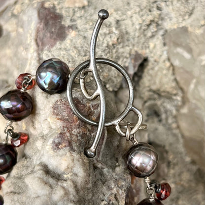 Faceted Pearl & Garnet Necklace