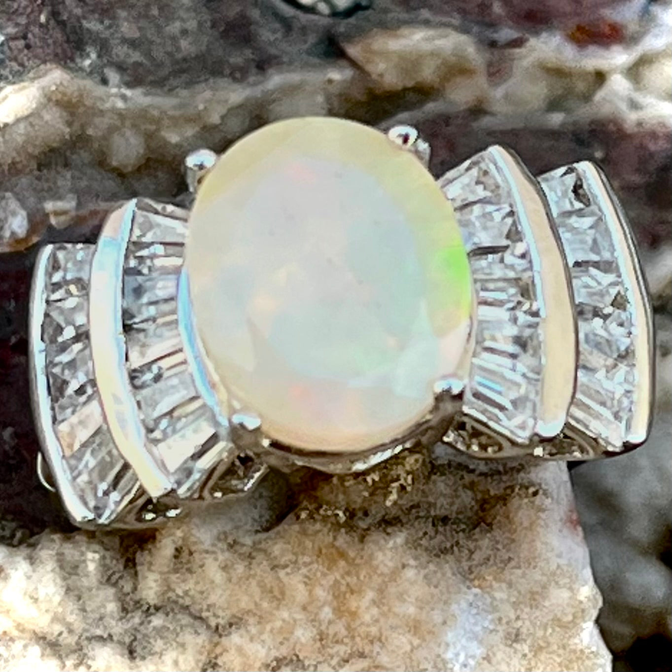 Jenny | Sterling Silver Faceted Ethiopian Fire Opal Ring