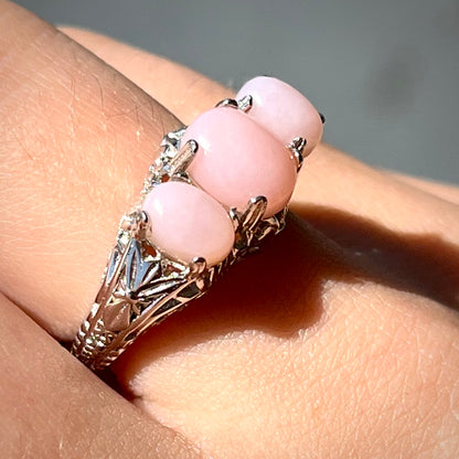 Polly ~ Sterling Silver Pink Peruvian Opal Ring