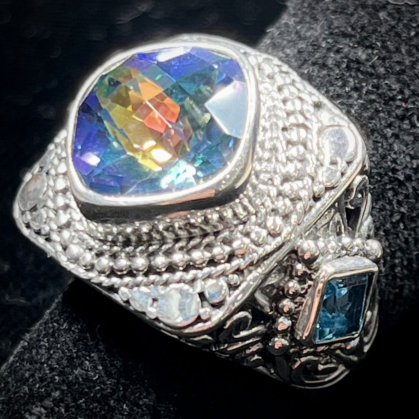 Synthetic Mystic Topaz Ring | Sterling Silver