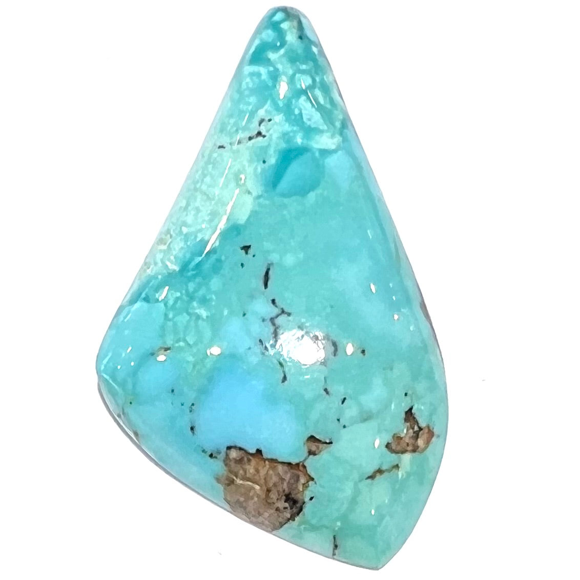 A loose, drop shape turquoise stone from the Sleeping Beauty Mine.