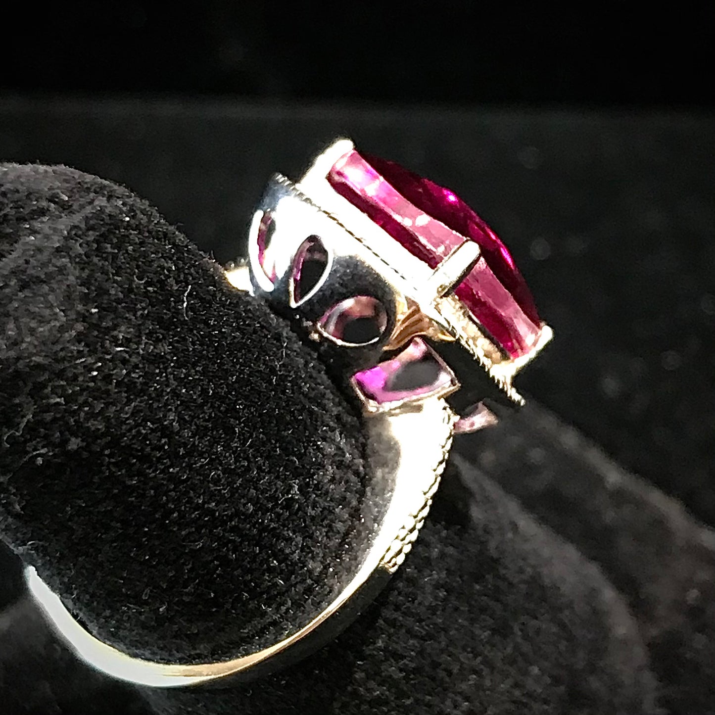 Dark Pink Lab Grown Ring | Sterling Silver
