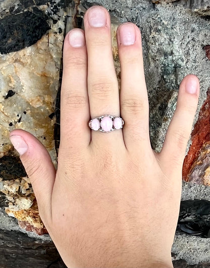 Polly ~ Sterling Silver Pink Peruvian Opal Ring