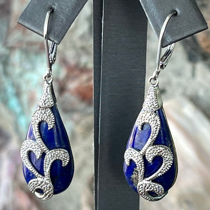 Lapis Lazuli Teardrop Earrings | Sterling Silver