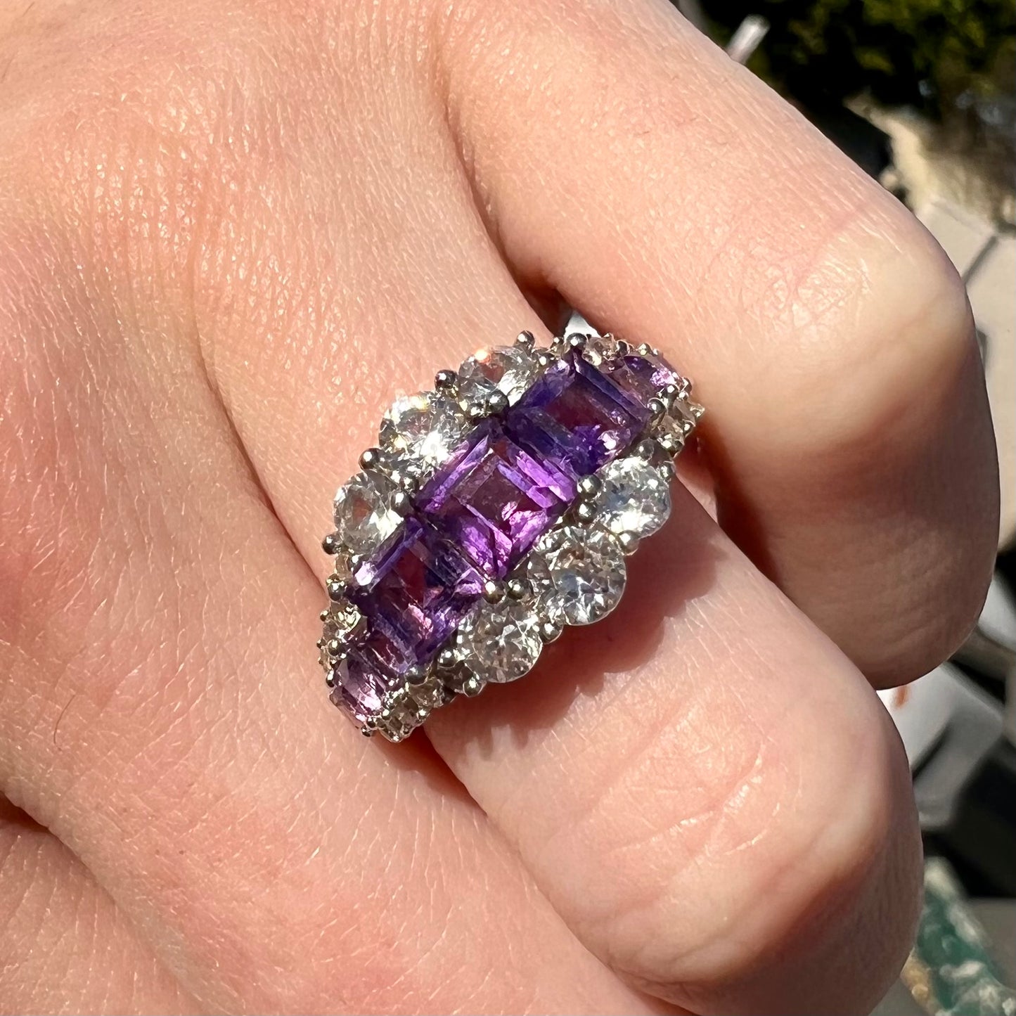 Amethyst & CZ Ring | Sterling Silver