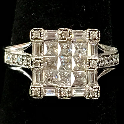 Square cubic zirconia ring set in sterling silver.
