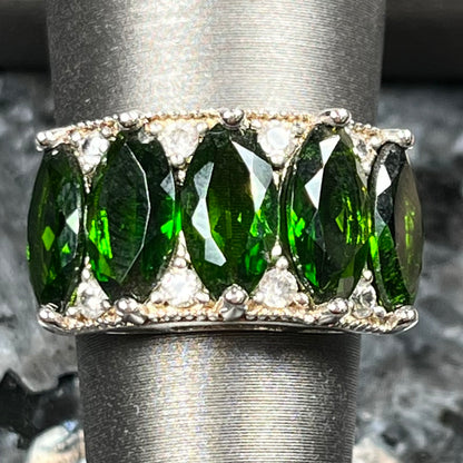 Chrome Diopside & CZ Ring | Sterling Silver