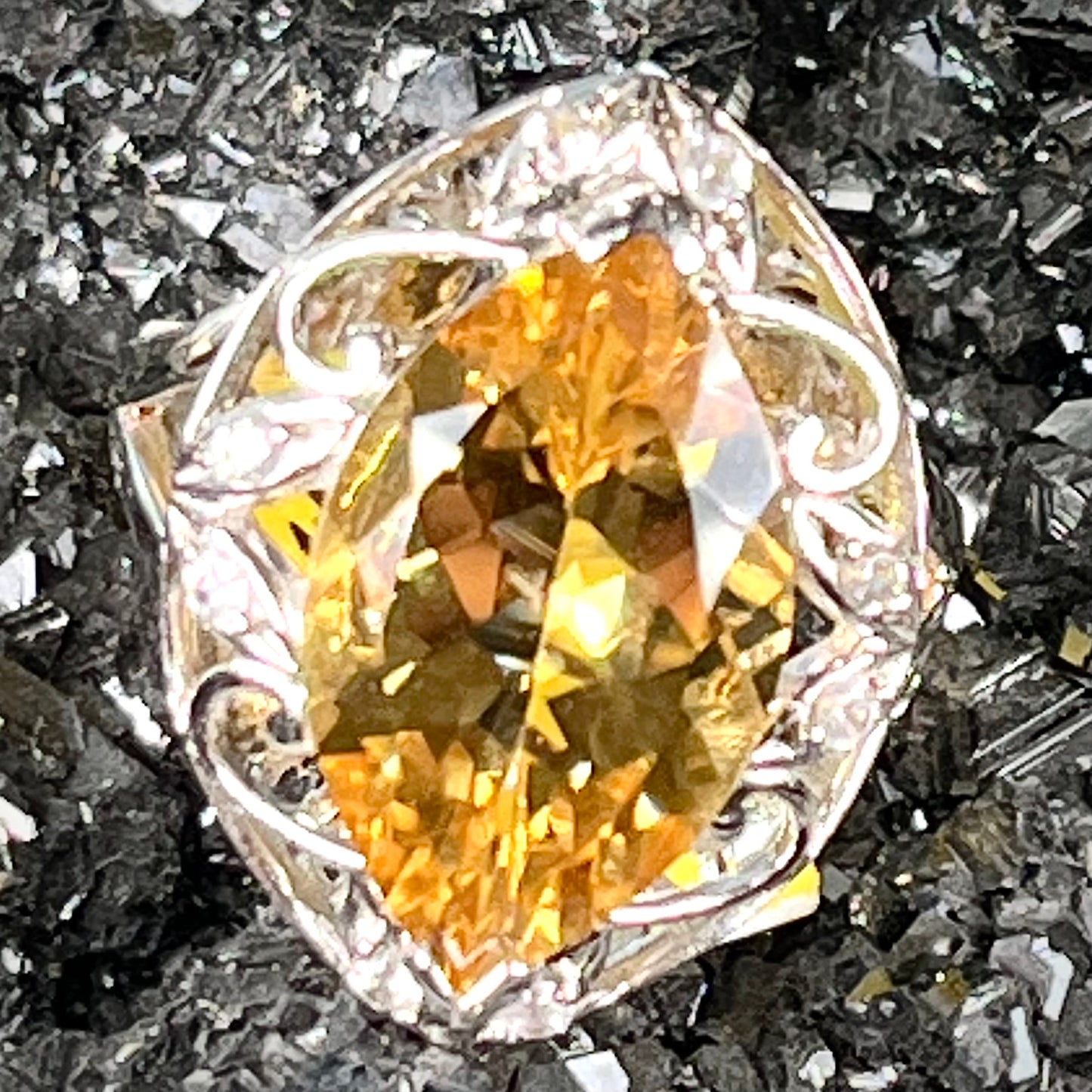 Marquise Cut Citrine Ring | Sterling Silver