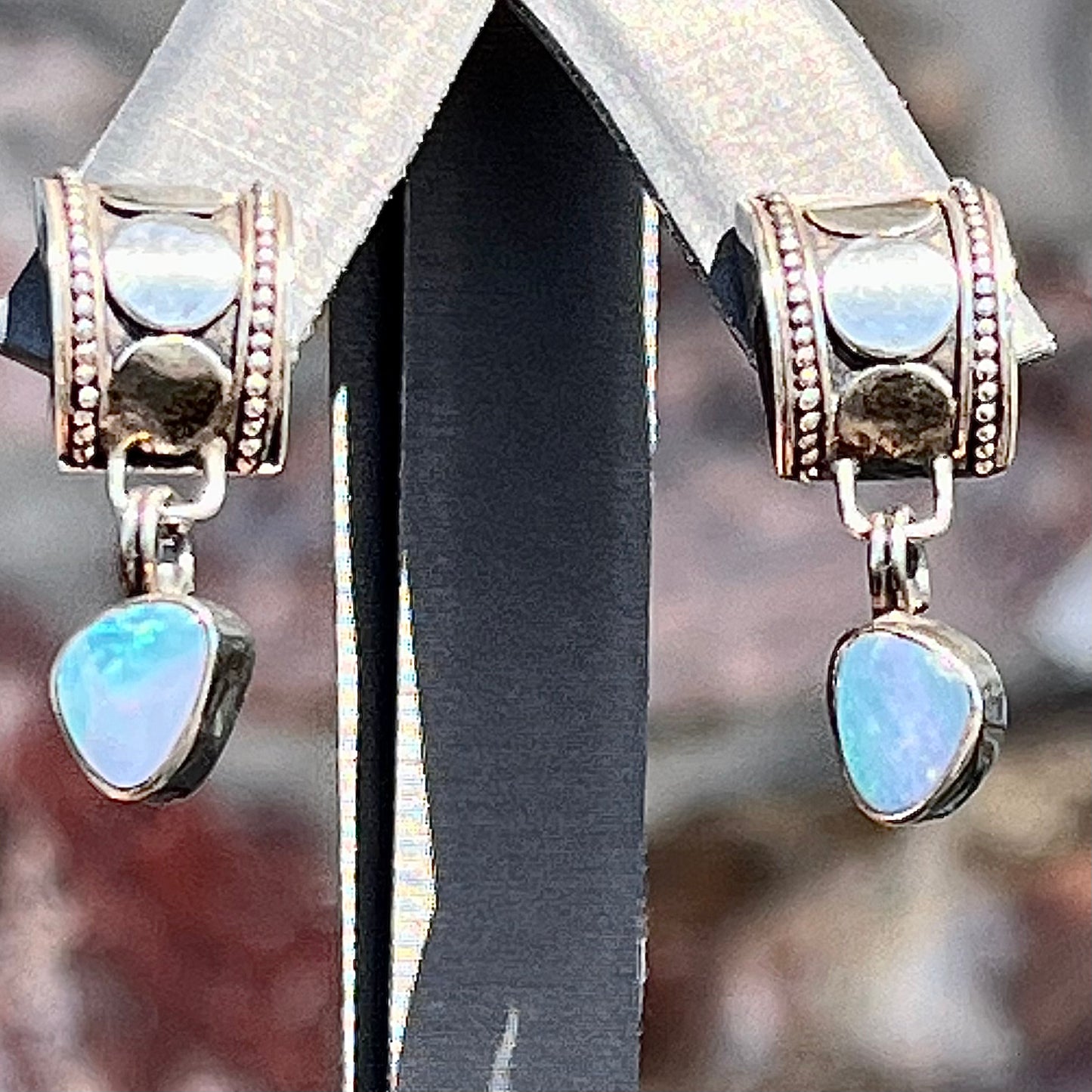Kuzco and Pacha ~ Sterling Silver Semi-Black Opal Doublet Earrings