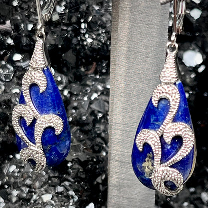 Lapis Lazuli Teardrop Earrings | Sterling Silver