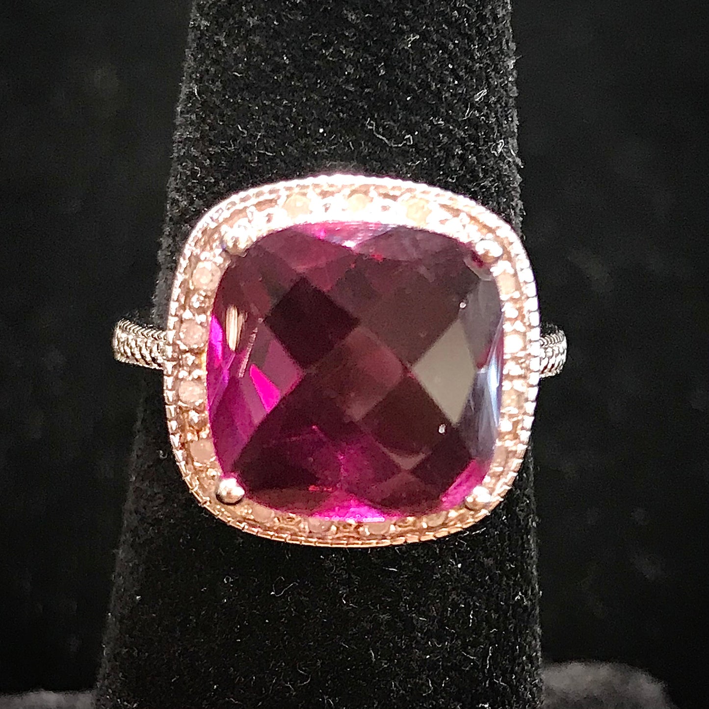 Dark Pink Lab Grown Ring | Sterling Silver