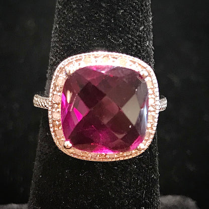 Dark Pink Lab Grown Ring | Sterling Silver