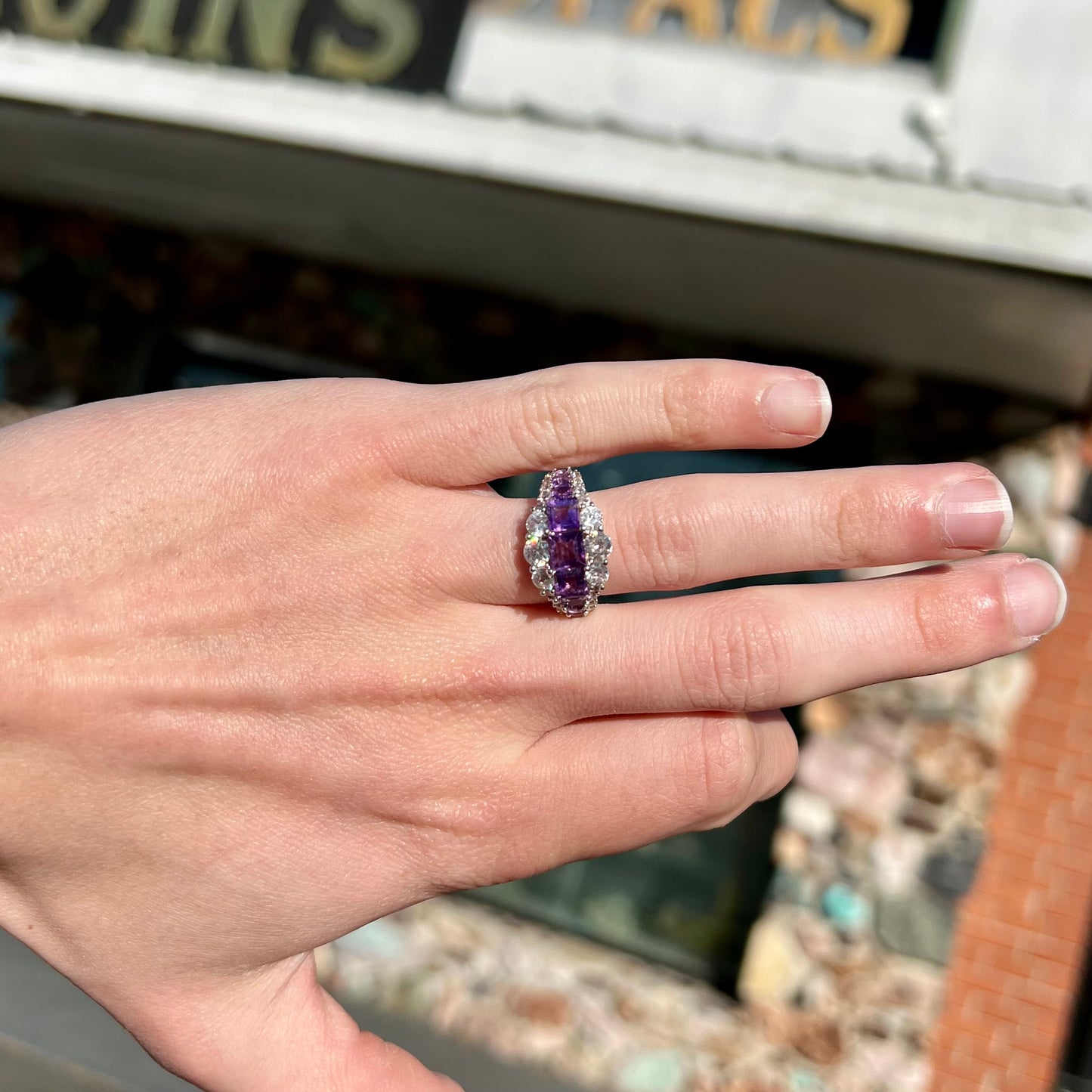 Amethyst & CZ Ring | Sterling Silver