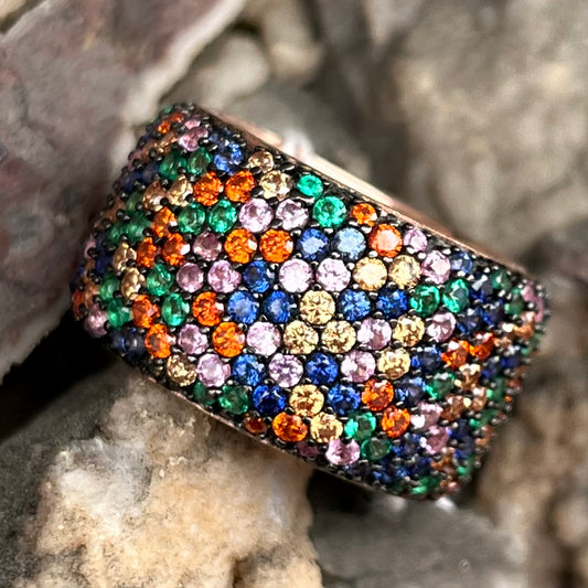 Multicolor Gemstone Eternity Band | Sterling Silver
