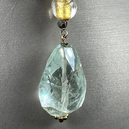 Aquamarine, Abalone & Puka Shell Necklace