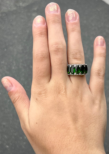 Chrome Diopside & CZ Ring | Sterling Silver