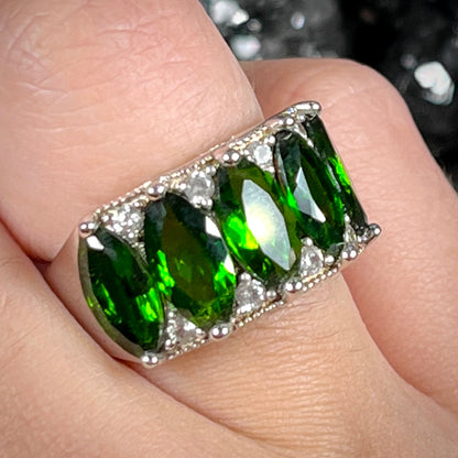 Chrome Diopside & CZ Ring | Sterling Silver