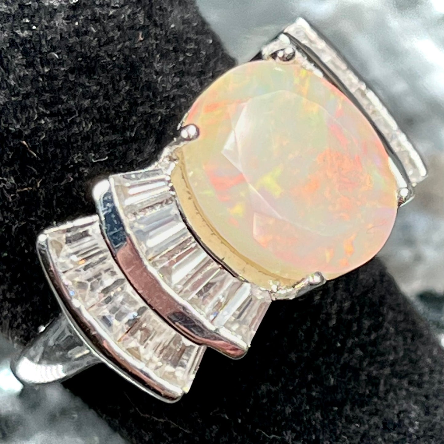 Jenny | Sterling Silver Faceted Ethiopian Fire Opal Ring