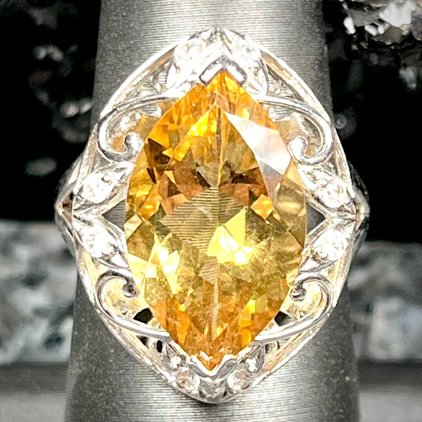 Marquise Cut Citrine Ring | Sterling Silver