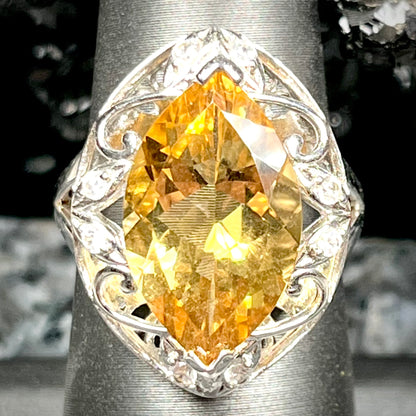 Marquise Cut Citrine Ring | Sterling Silver