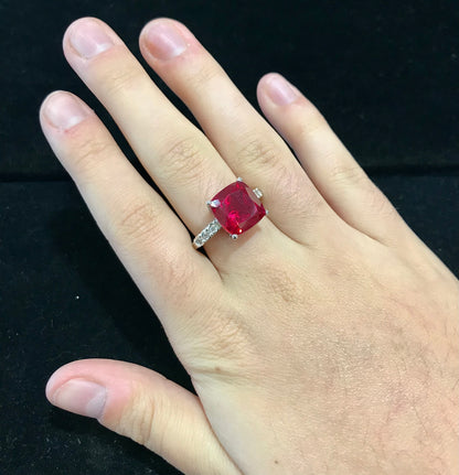 Classic Style Lab Created Ruby Ring | Sterling Silver