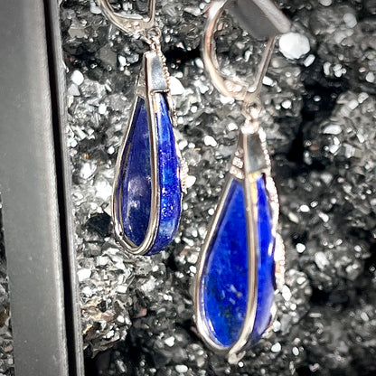 Lapis Lazuli Teardrop Earrings | Sterling Silver