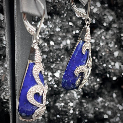 Lapis Lazuli Teardrop Earrings | Sterling Silver
