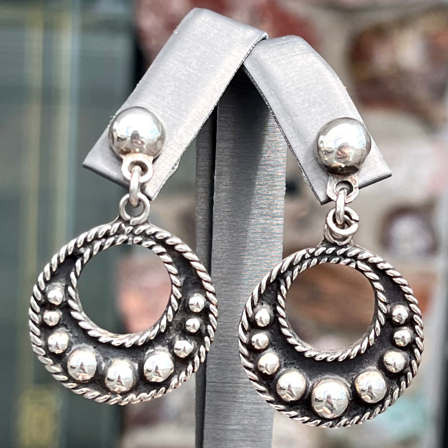 Dangle Hoop Earrings | Sterling Silver