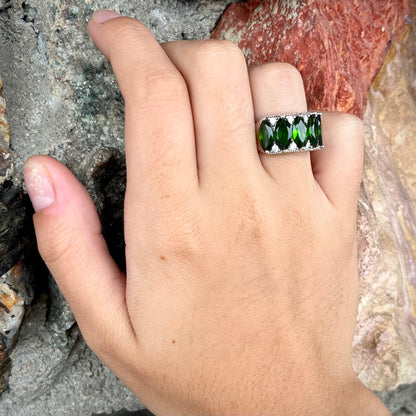 Chrome Diopside & CZ Ring | Sterling Silver