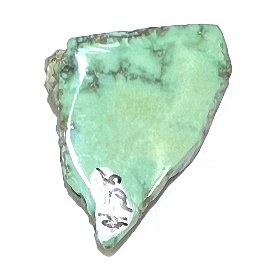 Loose semi-polished rough variscite stone slice.
